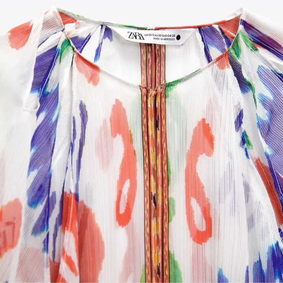 ZARA NWT LONG BEADED PRINT KAFTAN DRESS SZ XS-S and M-L - Picture 7 of 9